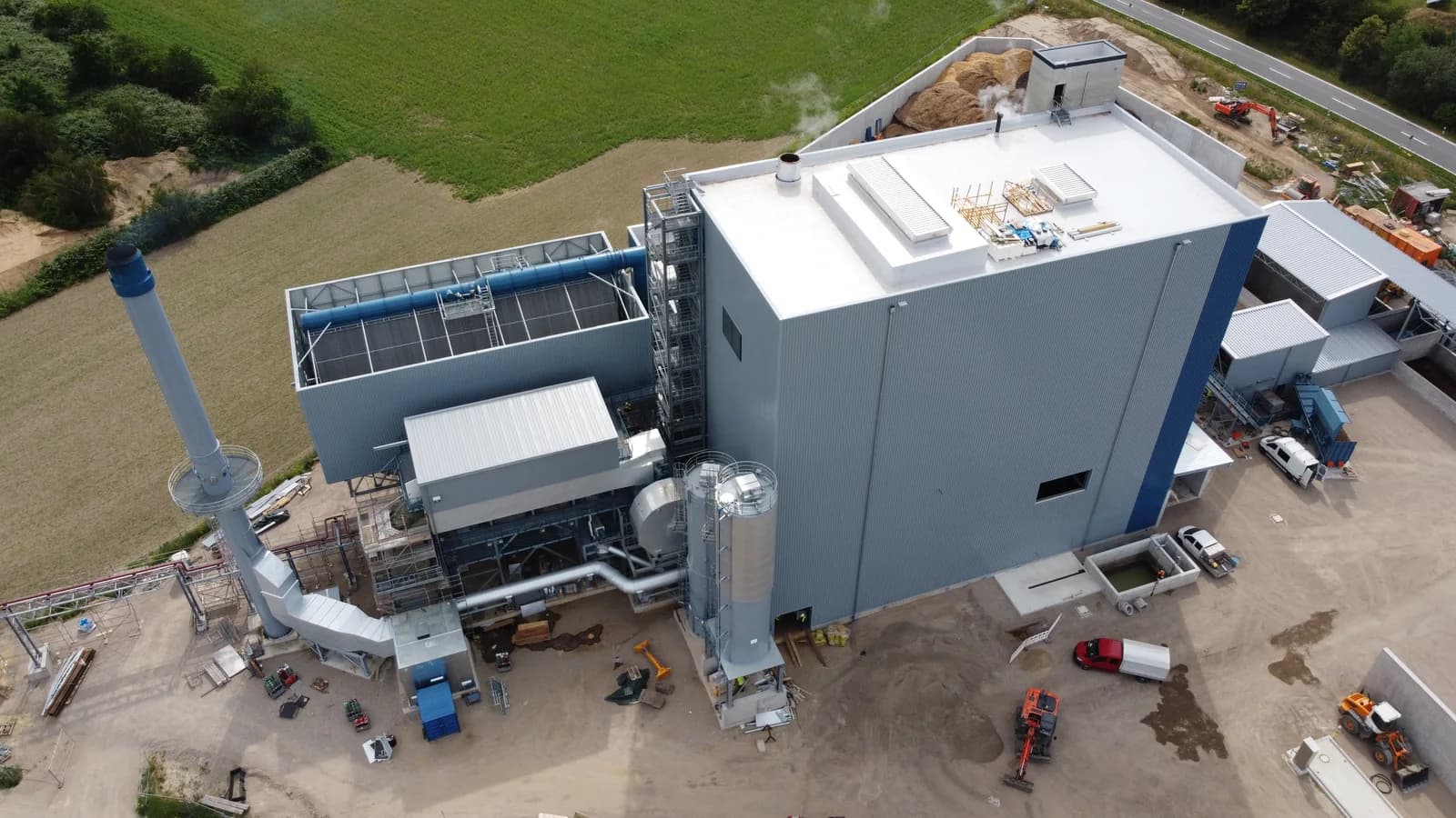 Veduta aerea della centrale di cogenerazione a biomassa di Dollbergen