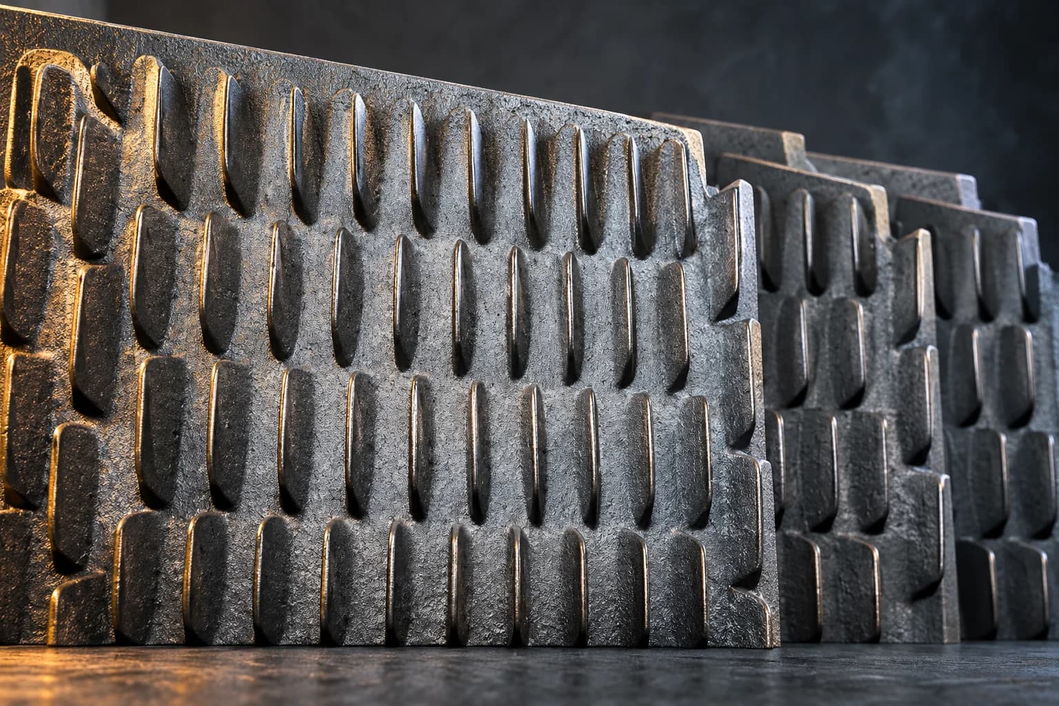 Illustration of cast iron finned plates