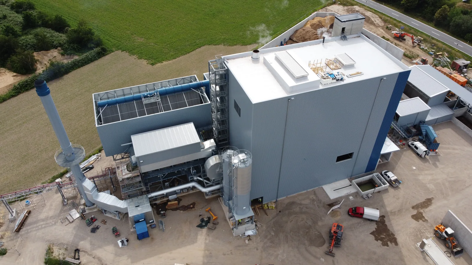 Aerial view of the biomass CHP plant in Dollbergen