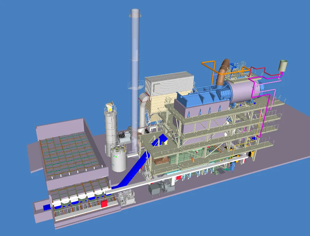 3D model of the biomass steam boiler plant in Freiburg