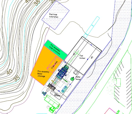Site plan of the Munkedal boiler plant