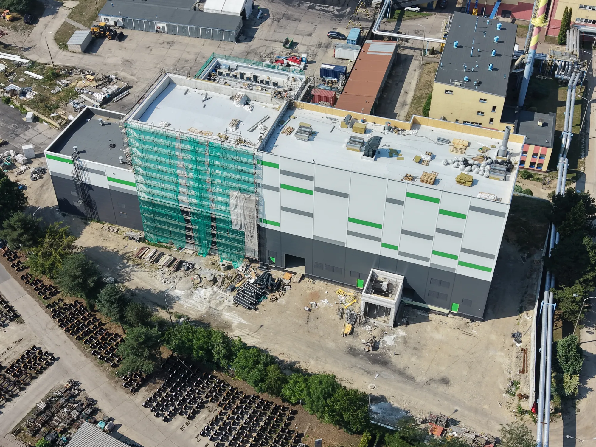 Nysa combined heat and power plant under construction, aerial view August 2026
