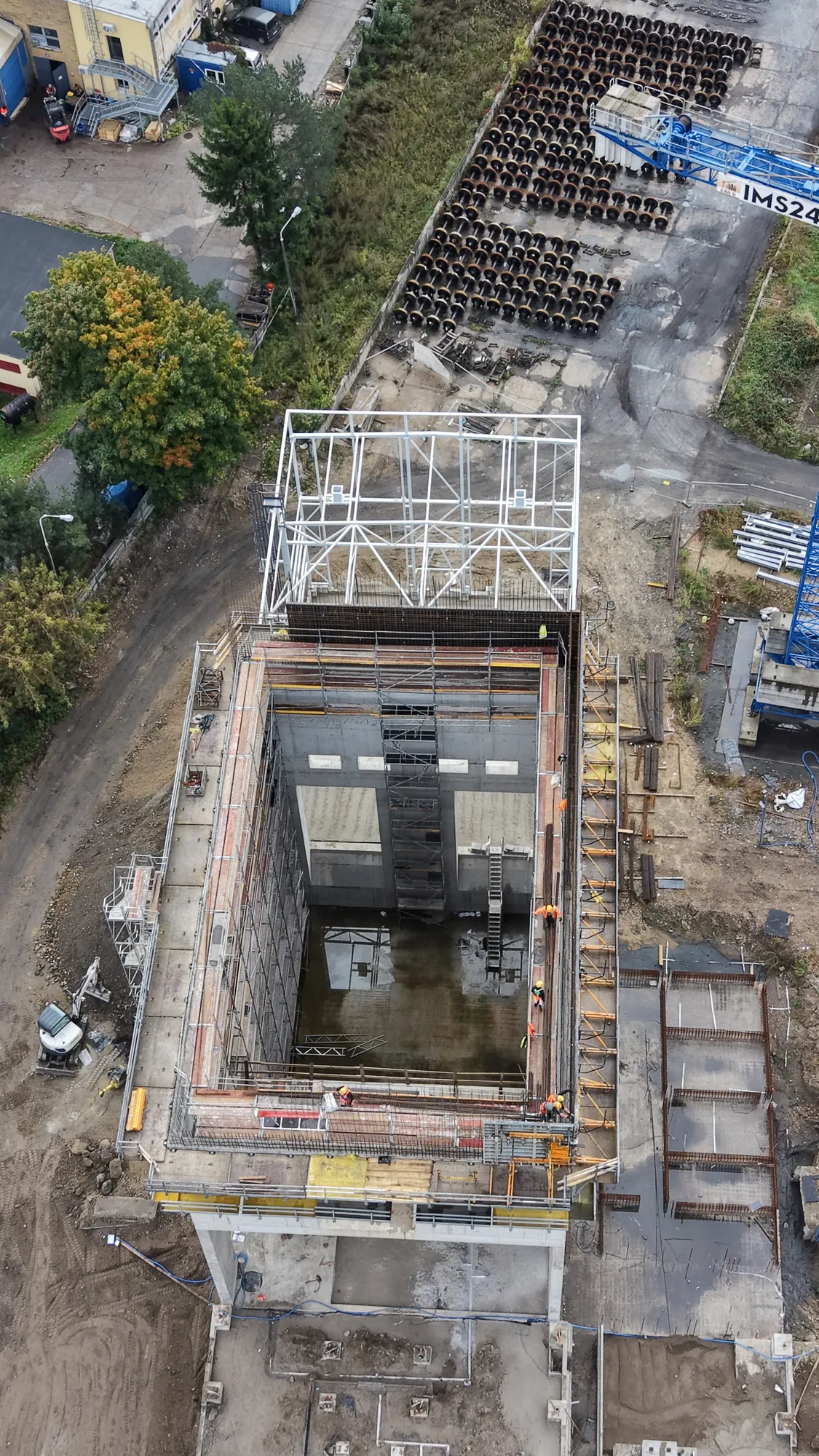 Shell of the boiler house in Nysa, aerial view October 2025